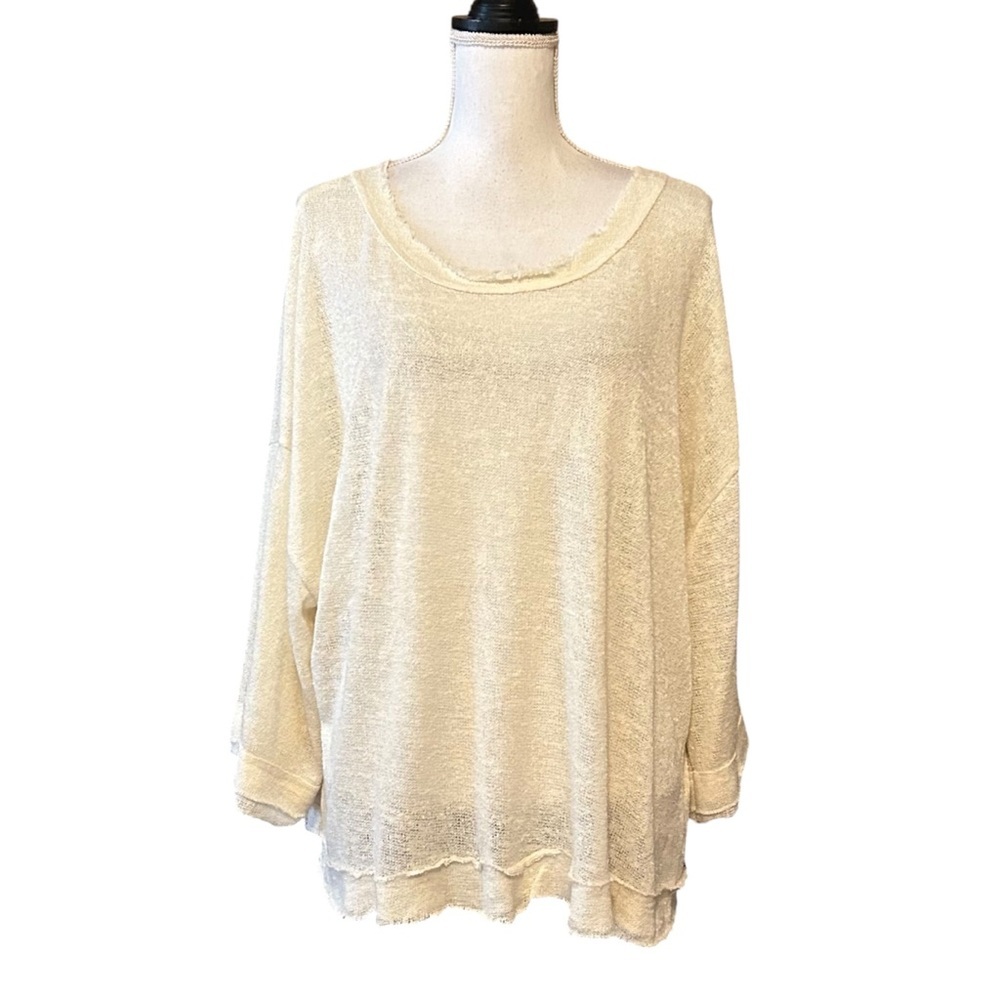 NWT Kye Mi Loose Knit Button and Bow Back Sweater‎ Women’s SZ L in Ivory